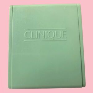 VINTAGE 1990'S CLINIQUE COMPACT FLIPTOP FOLDING TRAVEL MIRROR MINT GREEN